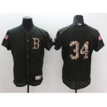 Men Boston Red Sox #34 David Ortiz Majestic Green Salute to Service Flexbase Authentic Collection Jersey