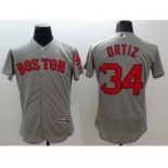 Men Boston Red Sox #34 David Ortiz Majestic grey Flexbase Authentic Collection Player Jersey