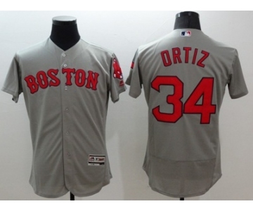 Men Boston Red Sox #34 David Ortiz Majestic grey Flexbase Authentic Collection Player Jersey