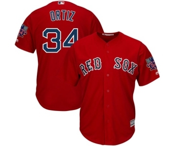 Men Boston Red Sox #34 David Ortiz Red Cool Base Jersey with Retirement Patch