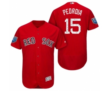 Men Scarlet Boston Red Sox #15 Dustin Pedroia 2018 Spring Training Flex Base Jersey