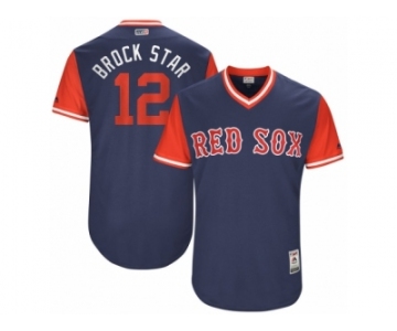 Men's 2017 Little League World Series Red Sox #12 Brock Holt Brock Star Navy Jersey