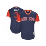 Men's 2017 Little League World Series Red Sox Sandy Leon #3 Noah Navy Jersey