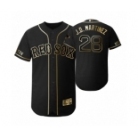 Men's 2019 Golden Edition Boston Red Sox Black #28 J.D. Martinez Flex Base Jersey