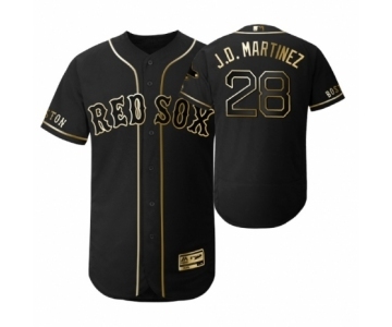 Men's 2019 Golden Edition Boston Red Sox Black #28 J.D. Martinez Flex Base Jersey