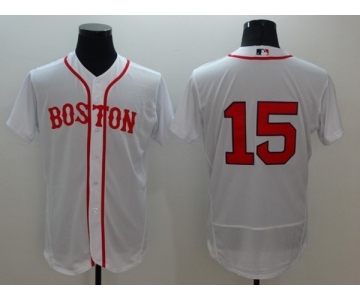 Men's Boston Red Sox #15 Dustin Pedroia Majestic White Flexbase Authentic Collection Alternate Team Jersey