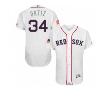 Men's Boston Red Sox #34 David Ortiz White Stitched 2016 Fashion Stars & Stripes Flex Base Baseball Jersey