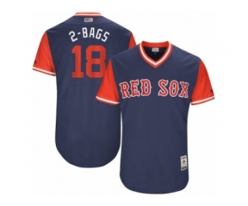 Men's Boston Red Sox Mitch Moreland #18 2-Bags Majestic Navy 2017 Players Weekend Authentic Jersey