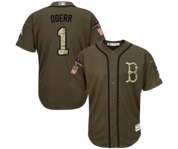 Men's Majestic Boston Red Sox #1 Bobby Doerr Authentic Green Salute to Service 2018 World Series Champions MLB Jersey