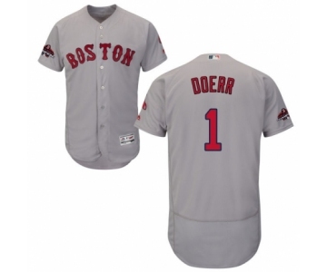 Men's Majestic Boston Red Sox #1 Bobby Doerr Grey Road Flex Base Authentic Collection 2018 World Series Champions MLB Jersey