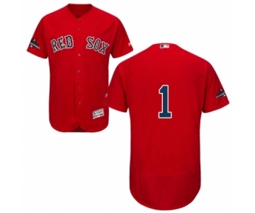 Men's Majestic Boston Red Sox #1 Bobby Doerr Red Alternate Flex Base Authentic Collection 2018 World Series Champions MLB Jersey