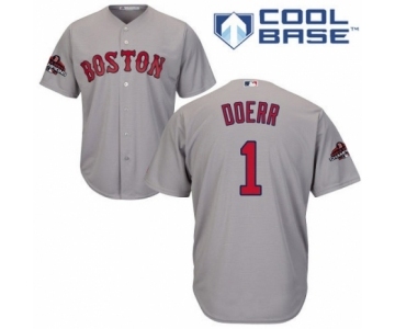 Men's Majestic Boston Red Sox #1 Bobby Doerr Replica Grey Road Cool Base 2018 World Series Champions MLB Jersey