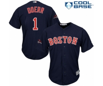 Men's Majestic Boston Red Sox #1 Bobby Doerr Replica Navy Blue Alternate Road Cool Base 2018 World Series Champions MLB Jersey