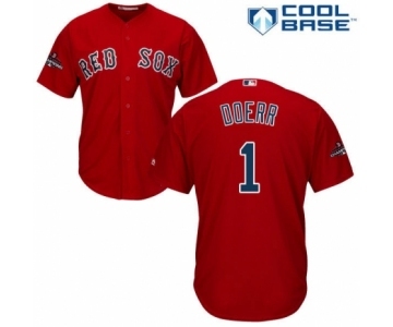 Men's Majestic Boston Red Sox #1 Bobby Doerr Replica Red Alternate Home Cool Base 2018 World Series Champions MLB Jersey