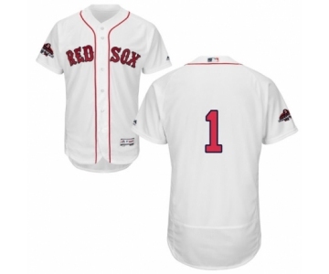 Men's Majestic Boston Red Sox #1 Bobby Doerr White Home Flex Base Authentic Collection 2018 World Series Champions MLB Jersey