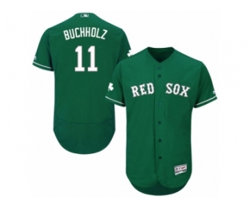 Men's Majestic Boston Red Sox #11 Clay Buchholz Green Celtic Flexbase Authentic Collection MLB Jersey