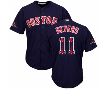 Men's Majestic Boston Red Sox #11 Rafael Devers Authentic Navy Blue Team Logo Fashion Cool Base 2018 World Series Champions MLB Jersey