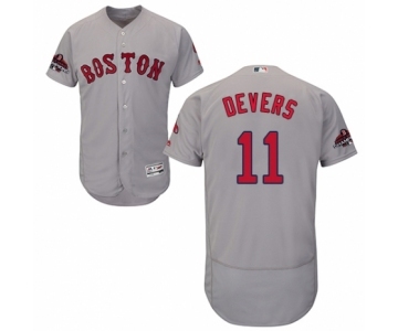 Men's Majestic Boston Red Sox #11 Rafael Devers Grey Road Flex Base Authentic Collection 2018 World Series Champions MLB Jersey