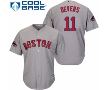 Men's Majestic Boston Red Sox #11 Rafael Devers Replica Grey Road Cool Base 2018 World Series Champions MLB Jersey