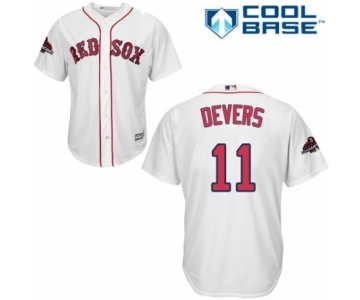 Men's Majestic Boston Red Sox #11 Rafael Devers Replica White Home Cool Base 2018 World Series Champions MLB Jersey