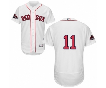 Men's Majestic Boston Red Sox #11 Rafael Devers White Home Flex Base Authentic Collection 2018 World Series Champions MLB Jersey