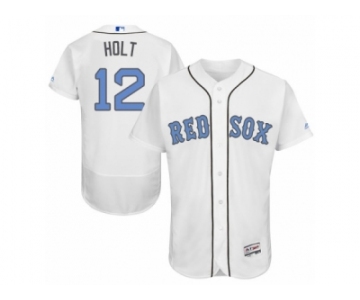 Men's Majestic Boston Red Sox #12 Brock Holt Authentic White 2016 Father's Day Fashion Flex Base MLB Jersey