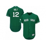 Men's Majestic Boston Red Sox #12 Brock Holt Green Celtic Flexbase Authentic Collection MLB Jersey