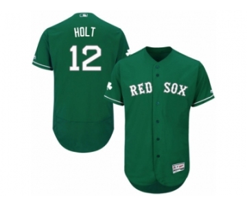 Men's Majestic Boston Red Sox #12 Brock Holt Green Celtic Flexbase Authentic Collection MLB Jersey