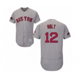 Men's Majestic Boston Red Sox #12 Brock Holt Grey Road Flex Base Authentic Collection 2018 World Series Champions MLB Jersey