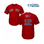 Men's Majestic Boston Red Sox #12 Brock Holt Replica Red Alternate Home Cool Base 2018 World Series Champions MLB Jersey