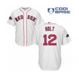 Men's Majestic Boston Red Sox #12 Brock Holt Replica White Home Cool Base 2018 World Series Champions MLB Jersey