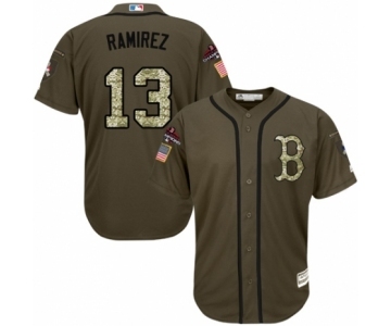 Men's Majestic Boston Red Sox #13 Hanley Ramirez Authentic Green Salute to Service 2018 World Series Champions MLB Jersey