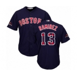 Men's Majestic Boston Red Sox #13 Hanley Ramirez Authentic Navy Blue Team Logo Fashion Cool Base 2018 World Series Champions MLB Jersey