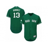 Men's Majestic Boston Red Sox #13 Hanley Ramirez Green Celtic Flexbase Authentic Collection MLB Jersey