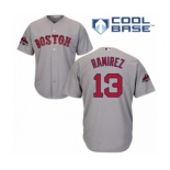 Men's Majestic Boston Red Sox #13 Hanley Ramirez Replica Grey Road Cool Base 2018 World Series Champions MLB Jersey