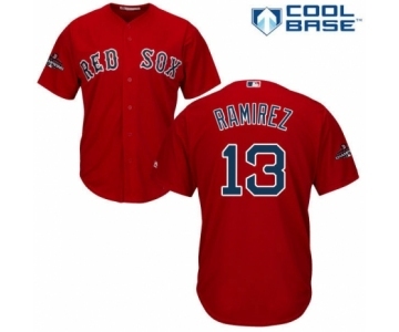 Men's Majestic Boston Red Sox #13 Hanley Ramirez Replica Red Alternate Home Cool Base 2018 World Series Champions MLB Jersey