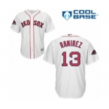 Men's Majestic Boston Red Sox #13 Hanley Ramirez Replica White Home Cool Base 2018 World Series Champions MLB Jersey