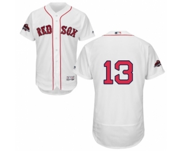 Men's Majestic Boston Red Sox #13 Hanley Ramirez White Home Flex Base Authentic Collection 2018 World Series Champions MLB Jersey