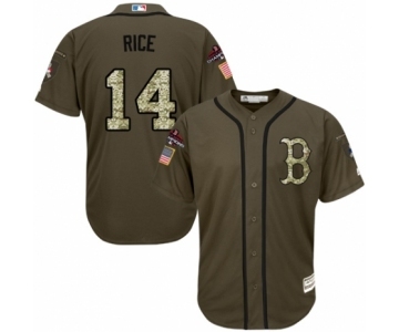 Men's Majestic Boston Red Sox #14 Jim Rice Authentic Green Salute to Service 2018 World Series Champions MLB Jersey