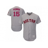 Men's Majestic Boston Red Sox #15 Dustin Pedroia Grey Flexbase Authentic Collection MLB Jersey