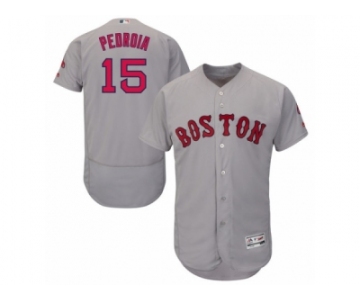 Men's Majestic Boston Red Sox #15 Dustin Pedroia Grey Flexbase Authentic Collection MLB Jersey