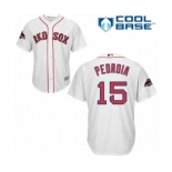 Men's Majestic Boston Red Sox #15 Dustin Pedroia Replica White Home Cool Base 2018 World Series Champions MLB Jersey