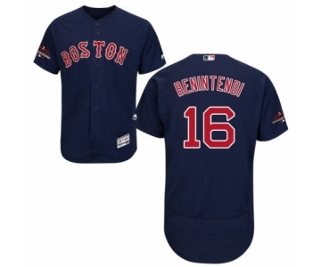 Men's Majestic Boston Red Sox #16 Andrew Benintendi Navy Blue Alternate Flex Base Authentic Collection 2018 World Series Champions MLB Jersey