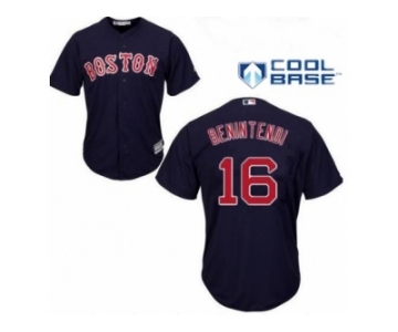 Men's Majestic Boston Red Sox #16 Andrew Benintendi Replica Navy Blue Alternate Road Cool Base MLB Jersey