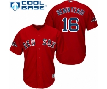 Men's Majestic Boston Red Sox #16 Andrew Benintendi Replica Red Alternate Home Cool Base 2018 World Series Champions MLB Jersey