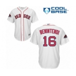 Men's Majestic Boston Red Sox #16 Andrew Benintendi Replica White Home Cool Base 2018 World Series Champions MLB Jersey