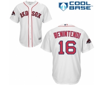 Men's Majestic Boston Red Sox #16 Andrew Benintendi Replica White Home Cool Base 2018 World Series Champions MLB Jersey