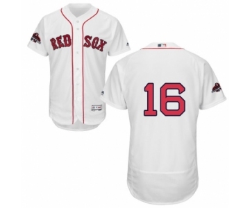 Men's Majestic Boston Red Sox #16 Andrew Benintendi White Home Flex Base Authentic Collection 2018 World Series Champions MLB Jersey