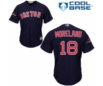 Men's Majestic Boston Red Sox #18 Mitch Moreland Replica Navy Blue Alternate Road Cool Base 2018 World Series Champions MLB Jersey