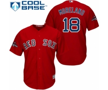 Men's Majestic Boston Red Sox #18 Mitch Moreland Replica Red Alternate Home Cool Base 2018 World Series Champions MLB Jersey